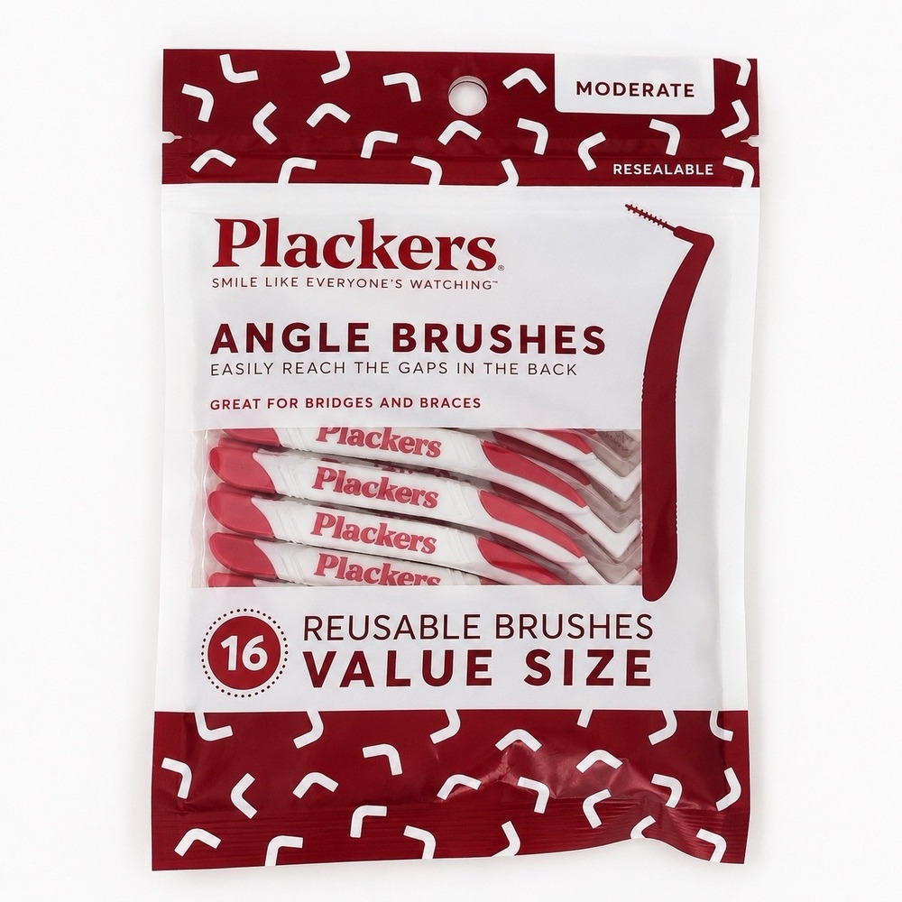 Plackers‎ Angle Brushes Moderate 16 Count Interdental Brushes Value Pack 81907